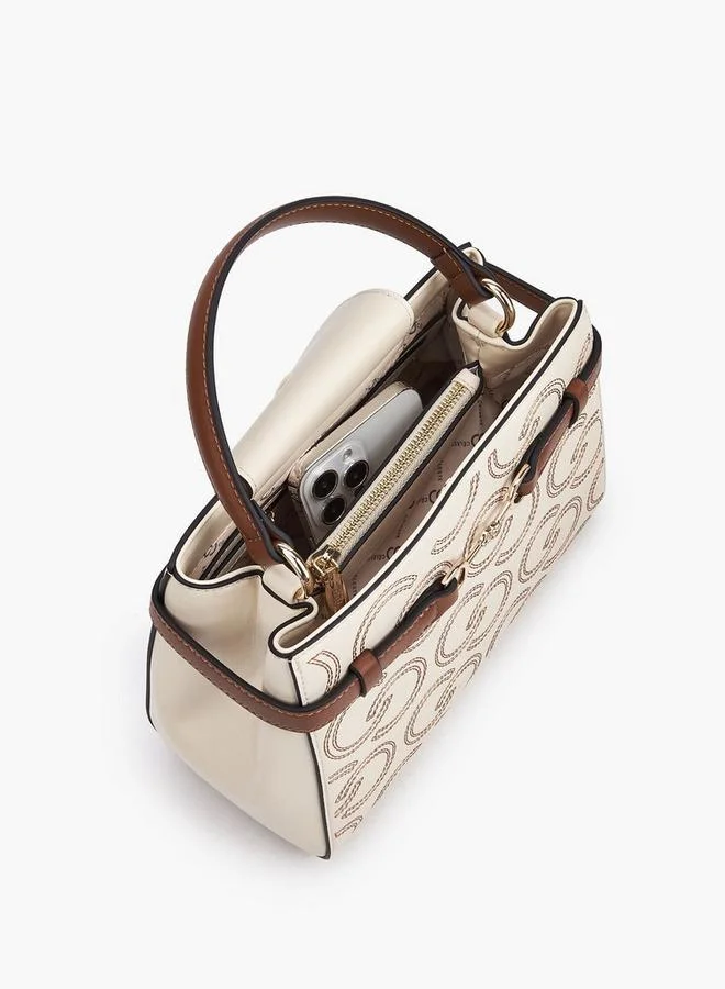 Celeste IVORY Monogram Embroidered Tote Bag with Adjustable Strap for Women | Best Price UAE